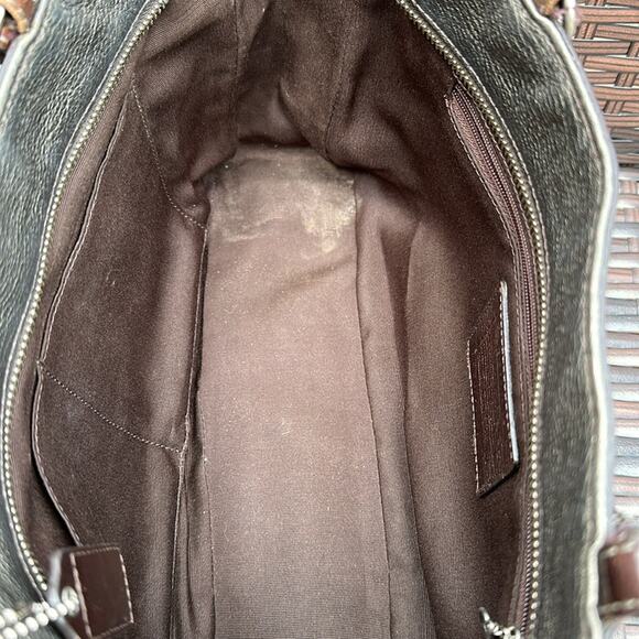 Elegant Coach Metallic Tote Bag with brown leather handles. Pre-loved. - Picture 3 of 9